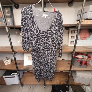 Banana Republic Gray Leopard Print Mini Dress